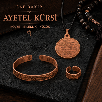 Saf Bakır Ayetel Kürsi Set