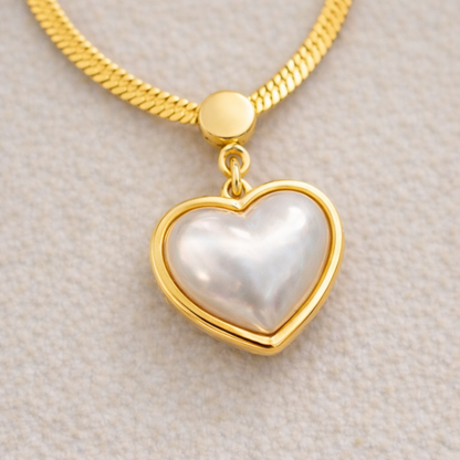 14 Ayar Altın Kaplama İtalyan İnci Kalp Kolye