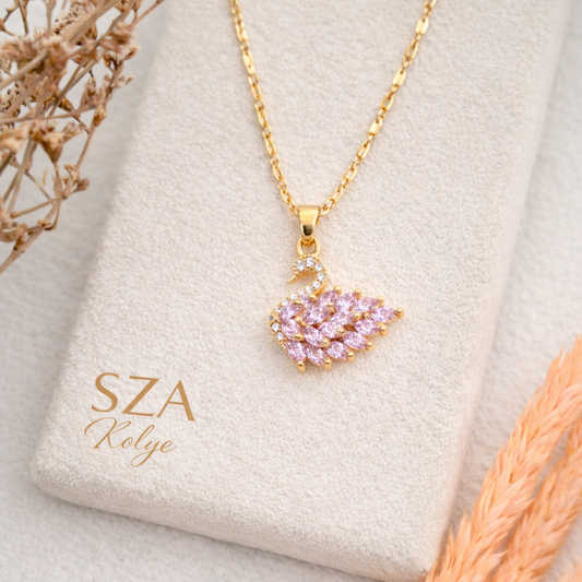 14 Ayar Altın Kaplama Kuğu Kolye