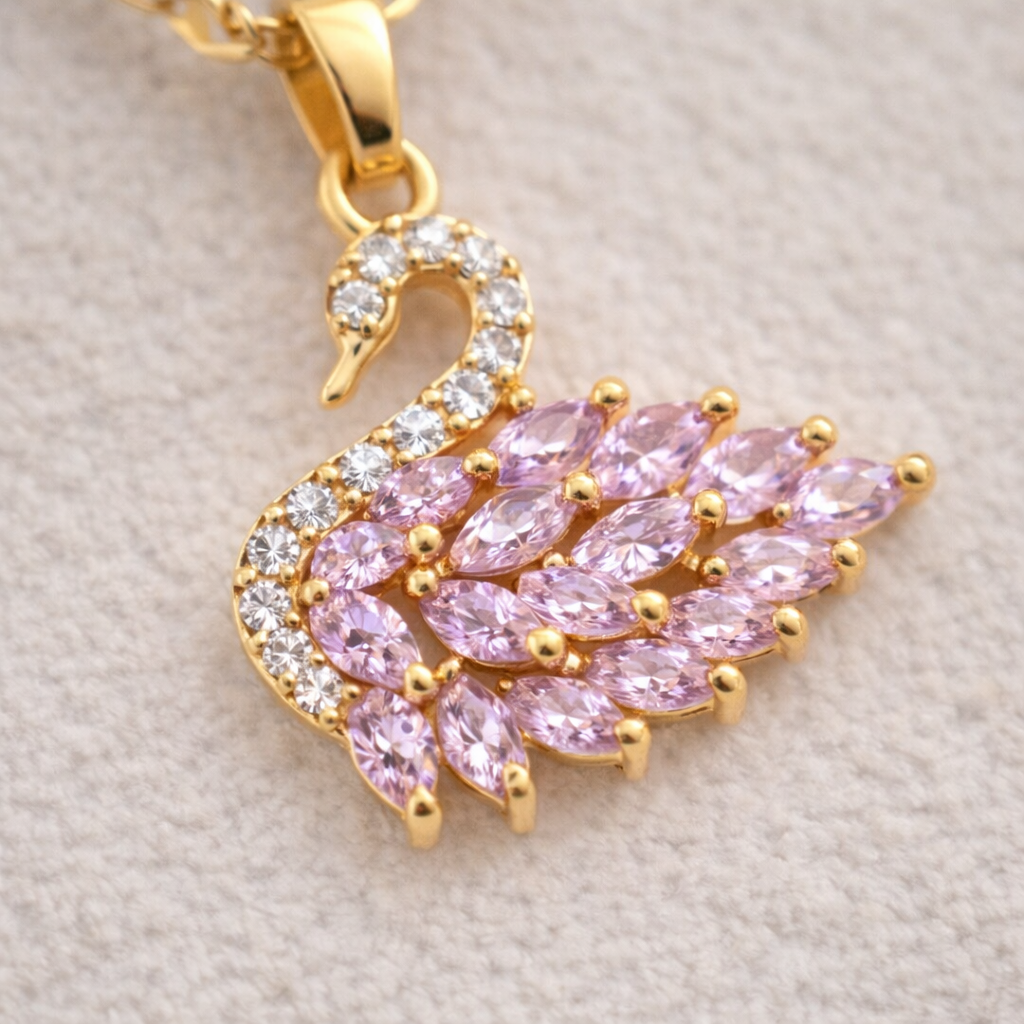 14 Ayar Altın Kaplama Kuğu Kolye