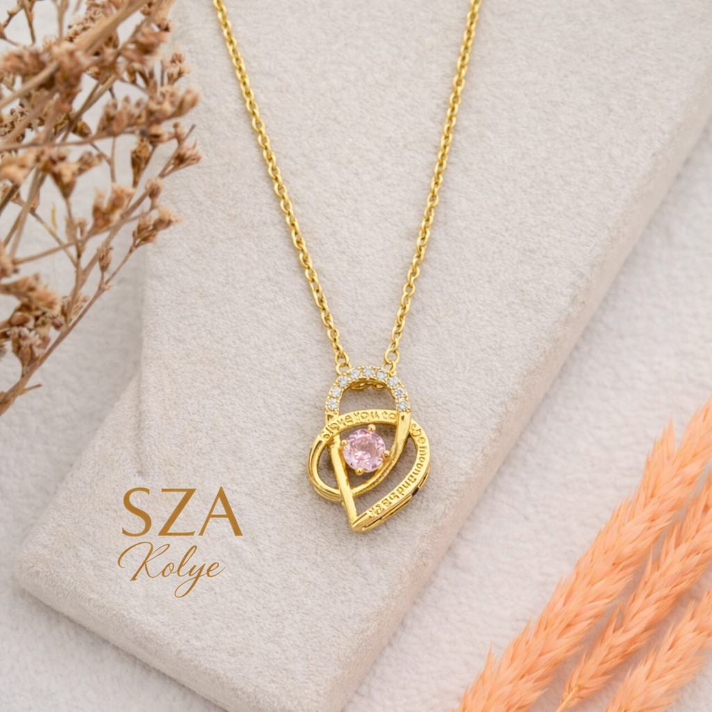 14 Ayar Altın Kaplama Pırlanta Detay Kalp Kolye