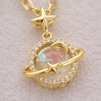 14 Ayar Altın Kaplama Satürn Kolye