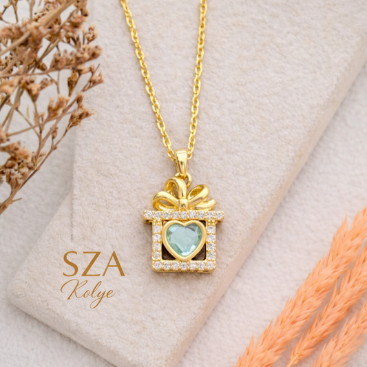 14 Ayar Altın Kaplama Hediye Kutusu Kolye