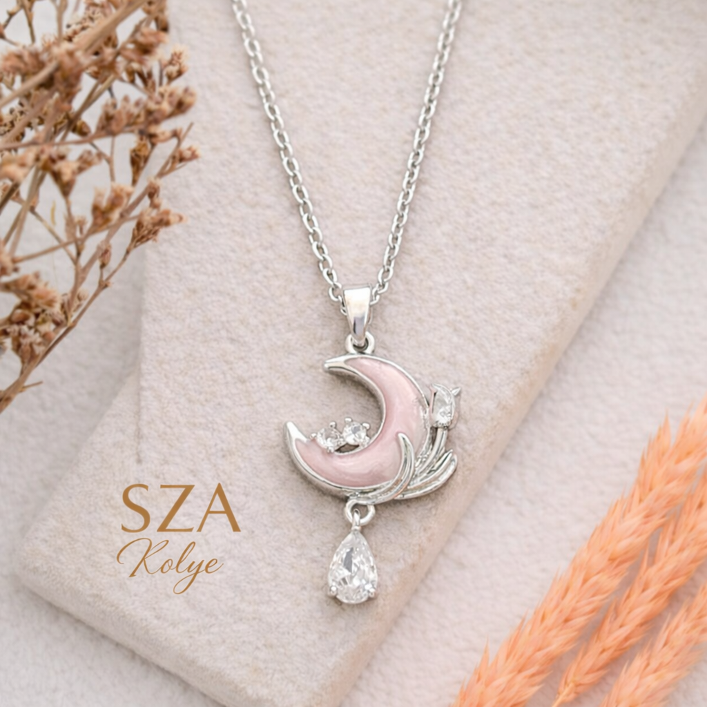 14 Ayar Altın Kaplama Gümüş Hilal Kolye