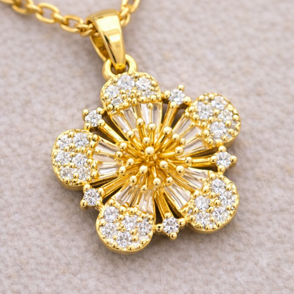 14 Ayar Altın Kaplama Çiçek Kolye