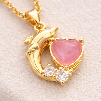 14 Ayar Altın Kaplama Yunus Kalp Kolye