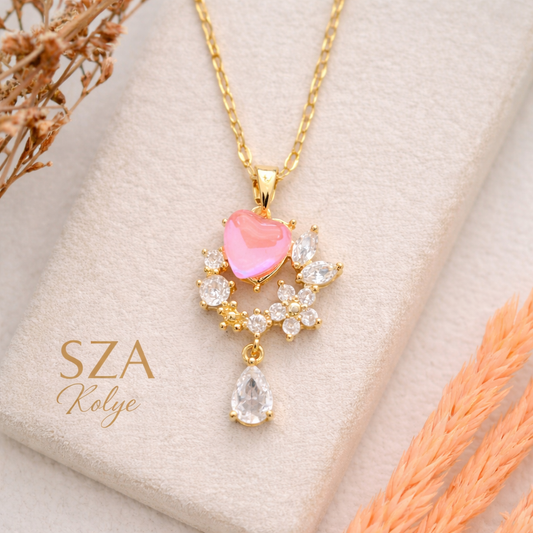 14 Ayar Altın Kaplama Kalp Taşı Kolye