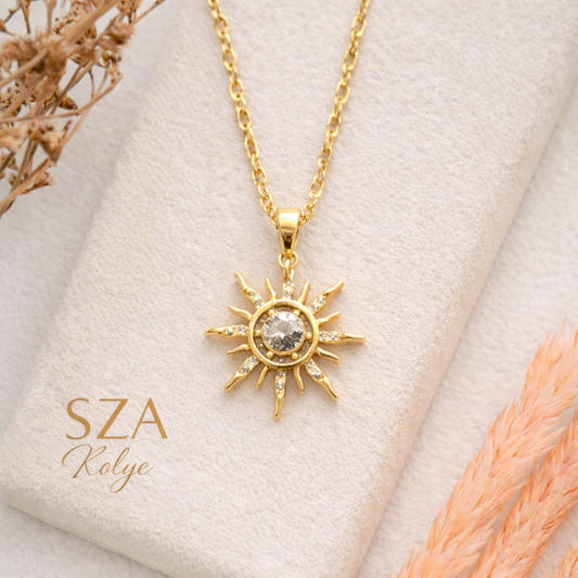 14 Ayar Altın Kaplama Güneş Kolye