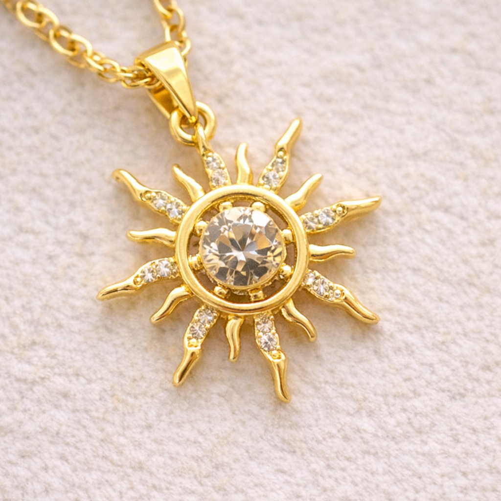 14 Ayar Altın Kaplama Güneş Kolye