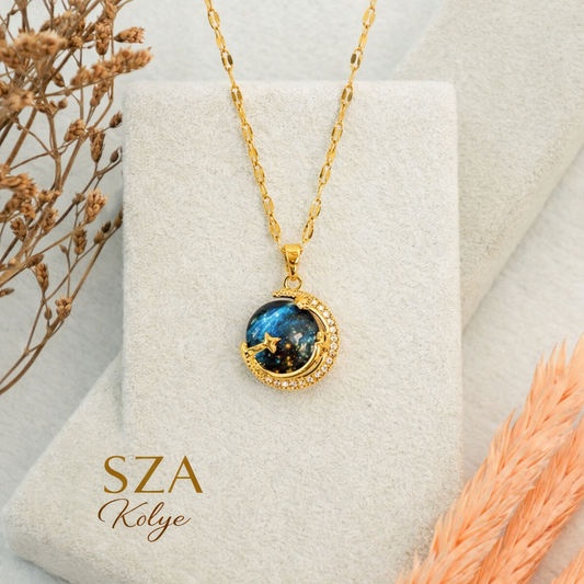 14 Ayar Altın Kaplama Gökyüzü Kolye