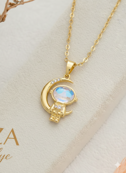 14 Ayar Altın Kaplama Astronot Kolye