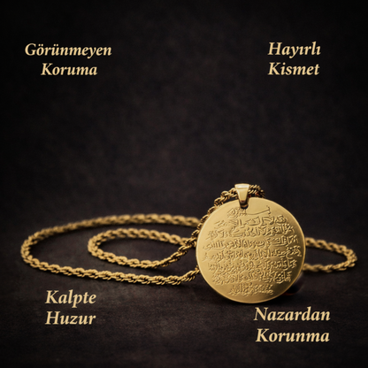 14 Ayar Altın Kaplama Ayetel Kürsi Kolye