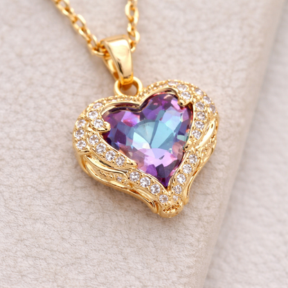 14 Ayar Altın Kaplama Okyanus Kalbi Kolye