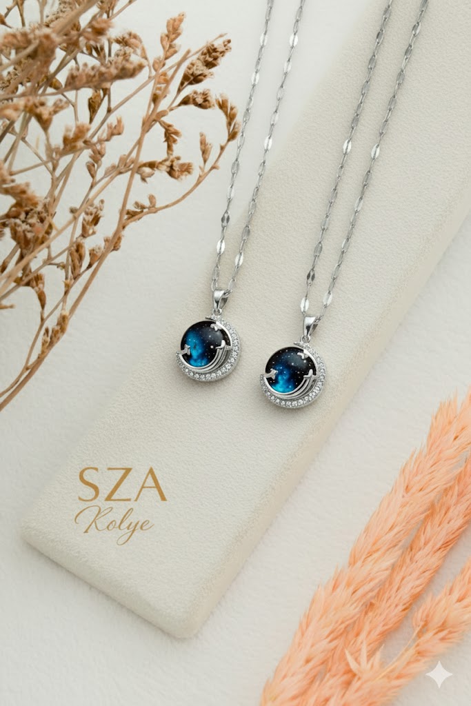 14 Ayar Altın Kaplama Gökyüzü Kolye