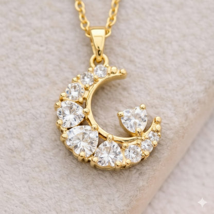 14 Ayar Altın Kaplama Hilal Kalpli Kolye
